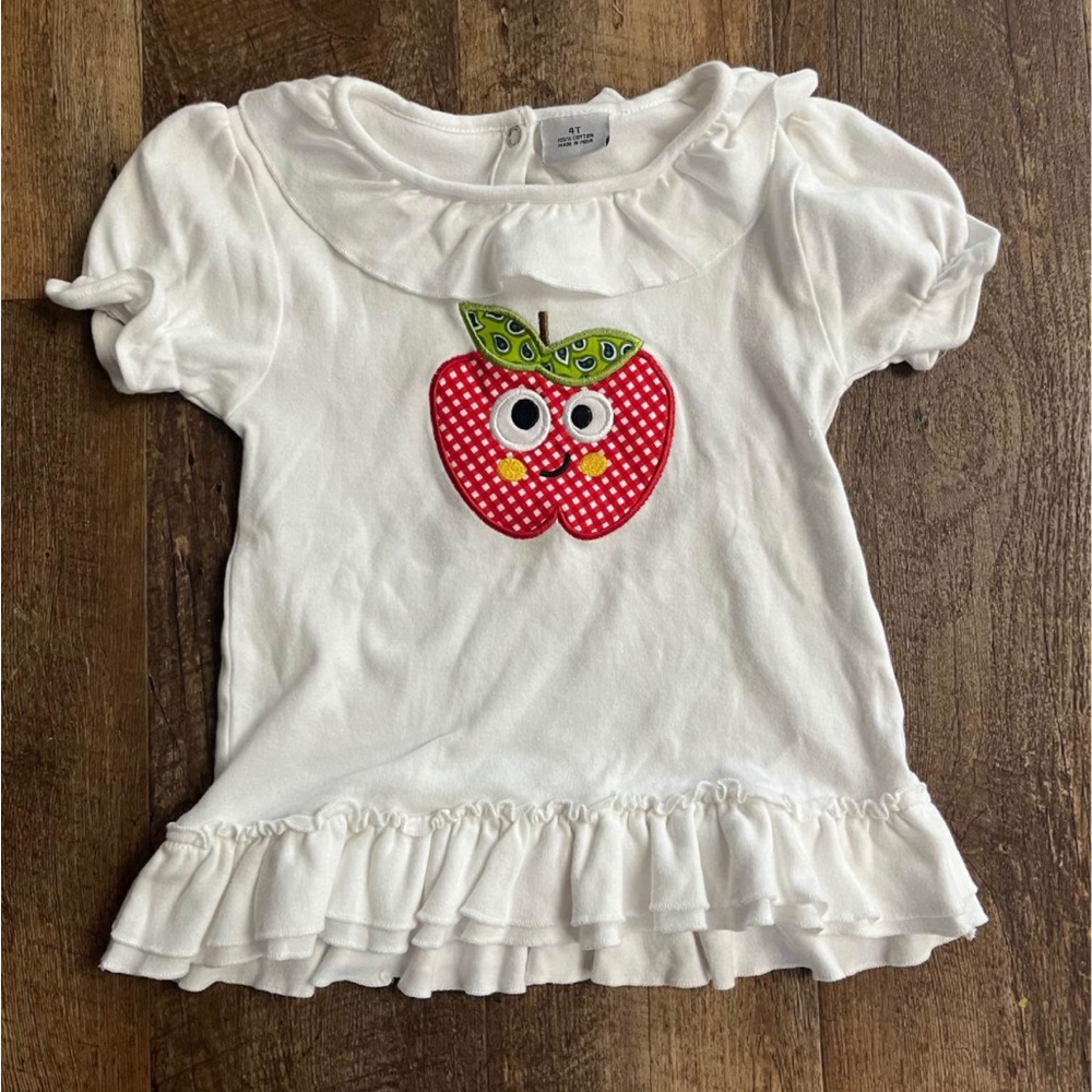 White Kids Shirt with Apple Design